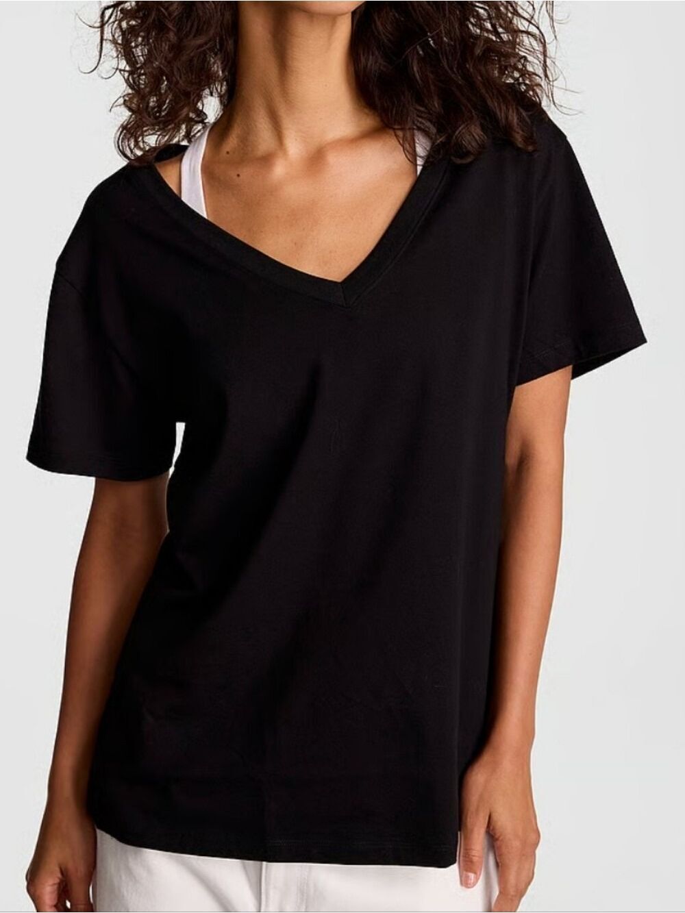 VS PINK Campus Cotton V-Neck Tee Sz Lg NWT